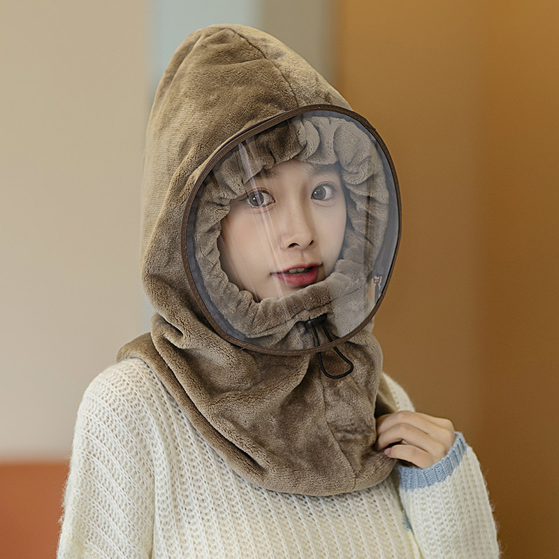 秋冬女骑车防风面罩护耳套头帽