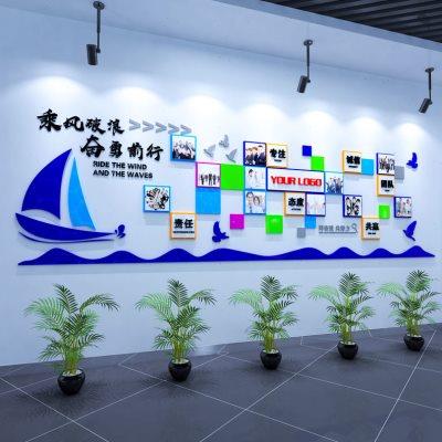 公司企业文化墙定制风采照片形象墙设计幼儿园楼梯背景展示墙定制