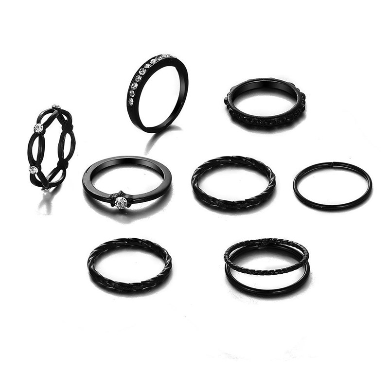 现货Bla fried dough twist rig set 8 piece i rig 黑色戒指