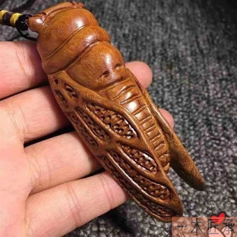 速发越南玩花梨木雕手把件蝉知木手工实了雕刻可把黄可摆件的工艺