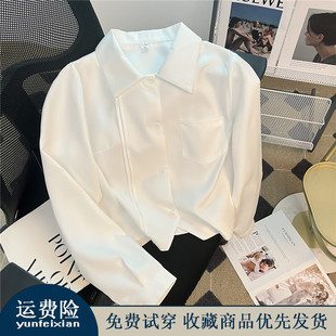 速发2衬24秋新款0琴褶白色风衣短款设计感JK制服长袖上衣