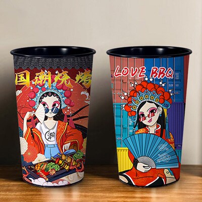 速发铁艺烧烤签竹筒奶茶店串管筒竹签桶商用火锅纳串签子筒国潮收