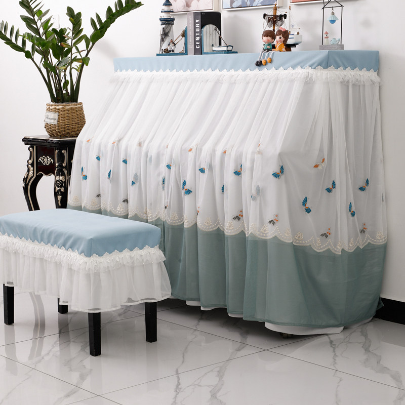 速发蝴蝶钢琴罩全罩高级感防尘罩蕾丝半罩钢琴套盖布现代简约北欧