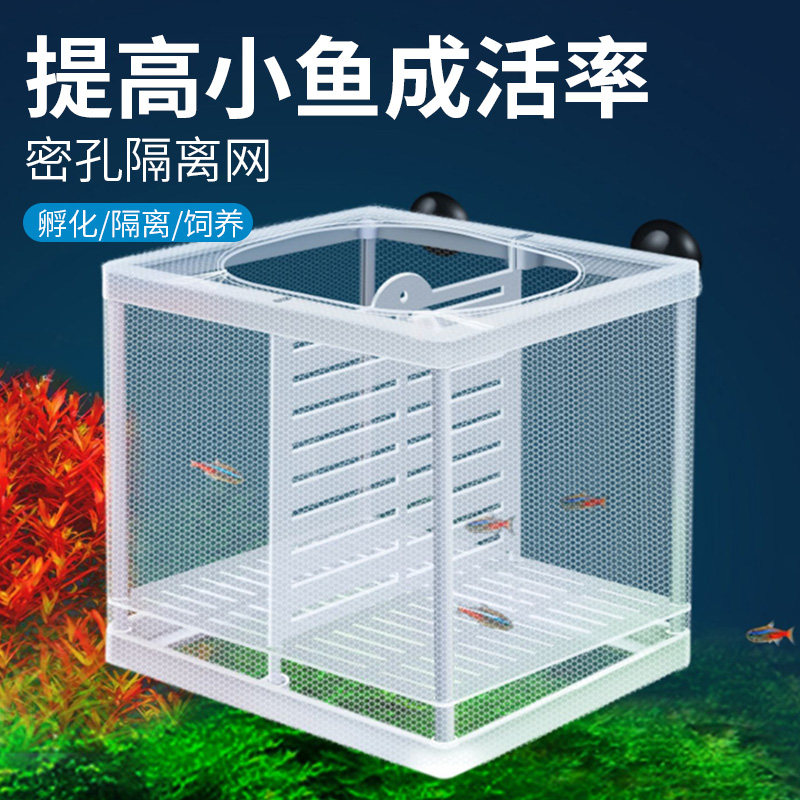 速发鱼缸隔离网隔离盒孔雀鱼繁殖箱斗鱼孵化器繁殖盒悬浮式产子分