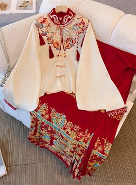 速发新中式红色马面裙大码装春0224新款敬酒服喜服国风汉服套装