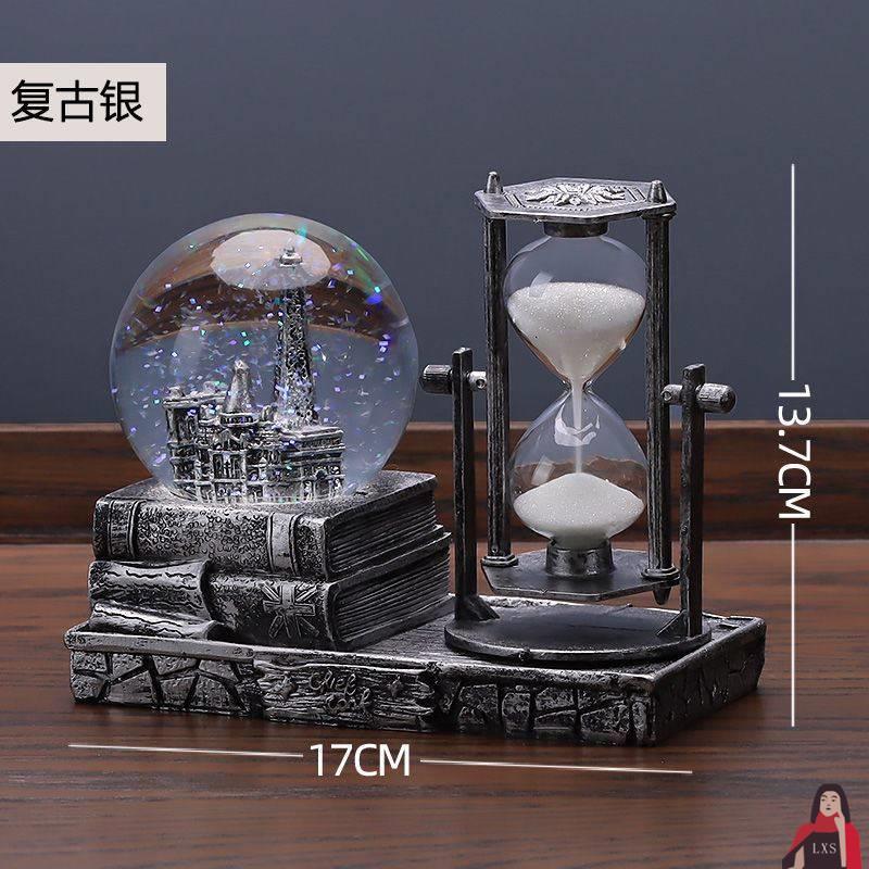 速发复意水晶球沙漏计时器创个摆件酒柜客厅家居装饰品古性房间电