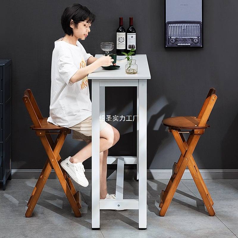 简约可折叠吧台椅高脚凳酒吧感椅子凳子有靠背前台客厅家用