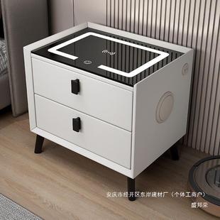 无线充电智能出租屋床边柜软包木床头柜美之程卧室床头柜家用客厅