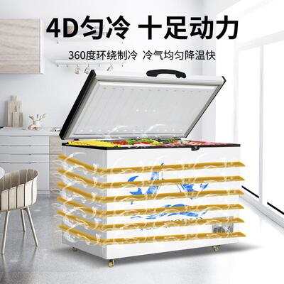 卧式冰柜大容量卧式冷藏柜保鲜冷冻柜两用冷柜家用小型双温冰箱