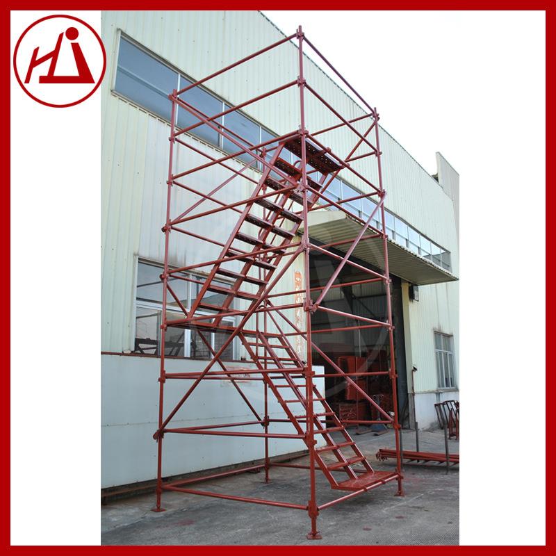 工厂直中铁桥梁桥墩工地双楼梯施工钢爬梯75型香蕉式脚手架