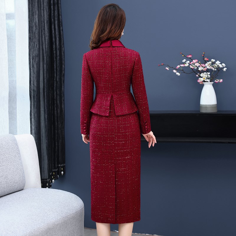 速发202新款秋高贵妈妈礼服装丈母娘高端喜婆婆婚宴装假两件连衣