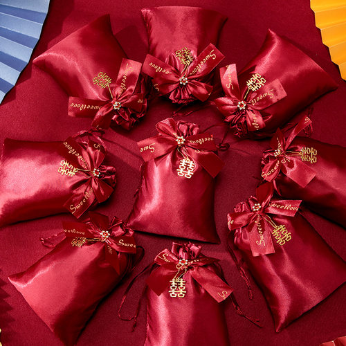 速发袋纱结袋子盒子婚礼高级感网纱瓜子花生糖袋婚庆网婚专用