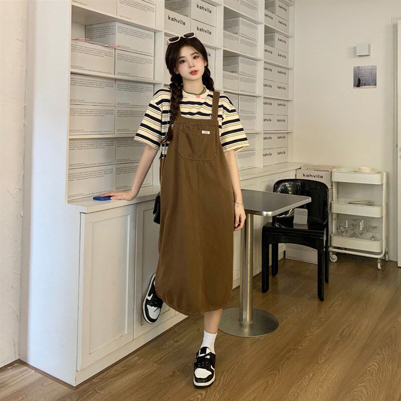 速发大码微胖减龄复古牛仔背带裙夏季气质裙子梨形身材穿搭套装