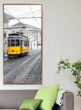 速发玄关客厅大型壁画复古工业风城市风景装饰画时尚店面黑白黄色