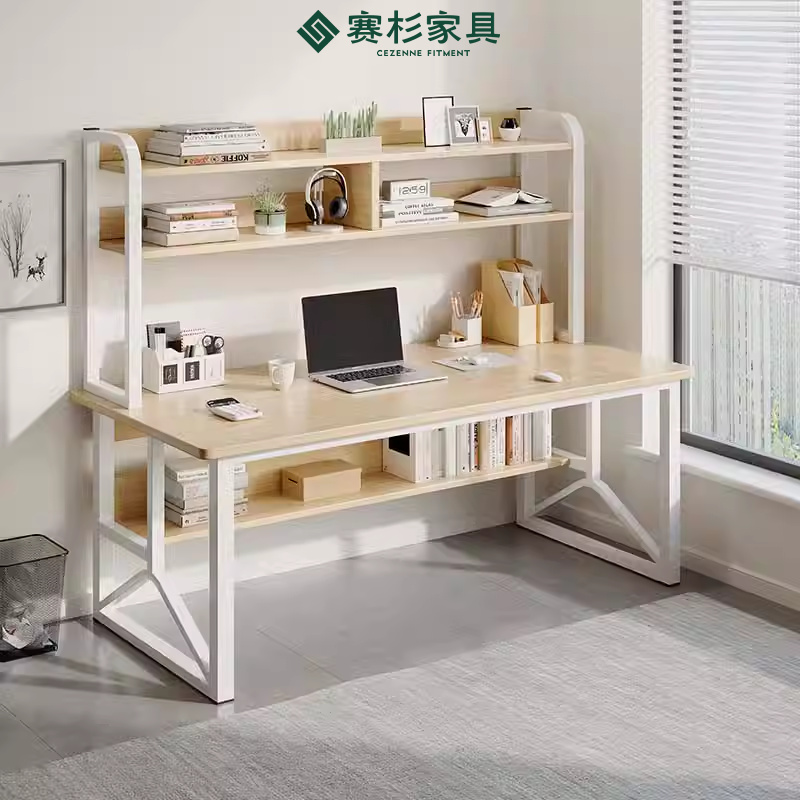 速发书桌书架一体桌式电脑桌卧室家用简学约生学习写字台简易办公