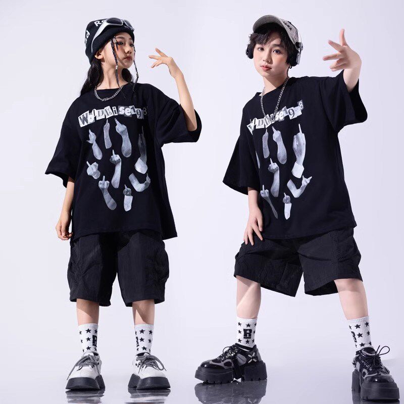 速发少儿hiphop街舞服装孩潮牌重工马甲套装架子鼓演出服男孩套装