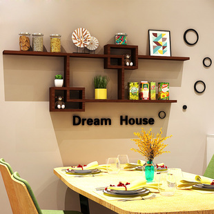 速发墙上置物架木挂创意格子简约墙壁卧室房间实面装饰客厅收纳架