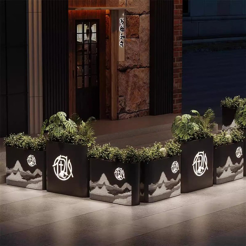 速发#户外庭餐院厅隔断种植箱酒店会所外摆太政发光花箱组合市能
