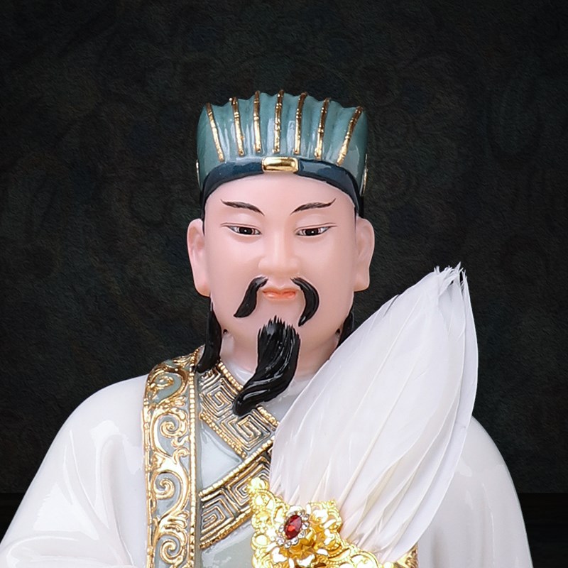 速发仿汉白玉诸葛亮孔明刘伯温神像坐八卦阵武侯像佛像供奉摆件宝