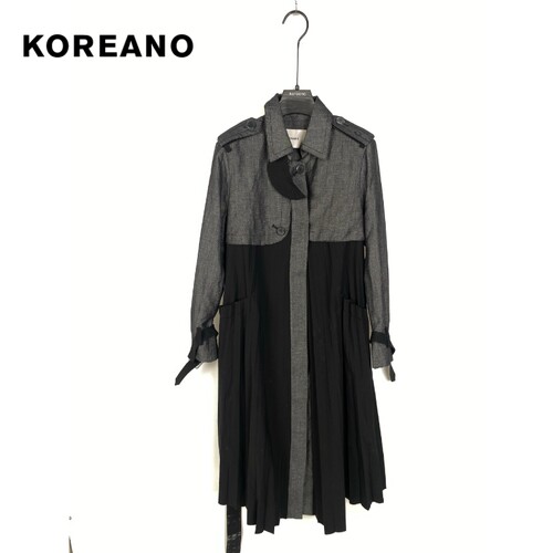 柯利亚诺春秋专柜同款深灰撞色压褶长款风衣  FW0131(9UN) ￥8900