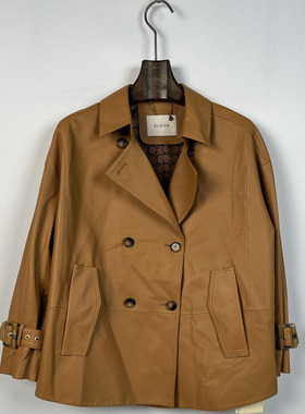 柯罗芭春秋专柜同款土黄色短款皮外套  SP7065G ￥13900