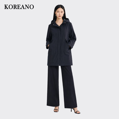柯利亚诺春秋专柜同款陨石黑连帽廓形风衣  FW2528 ￥7800