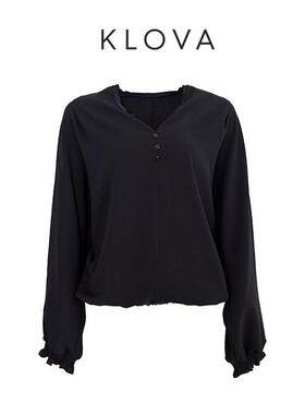 柯罗芭春秋专柜同款深蓝色V领套头高阶通勤衬衫CW5305(BUN)￥1790