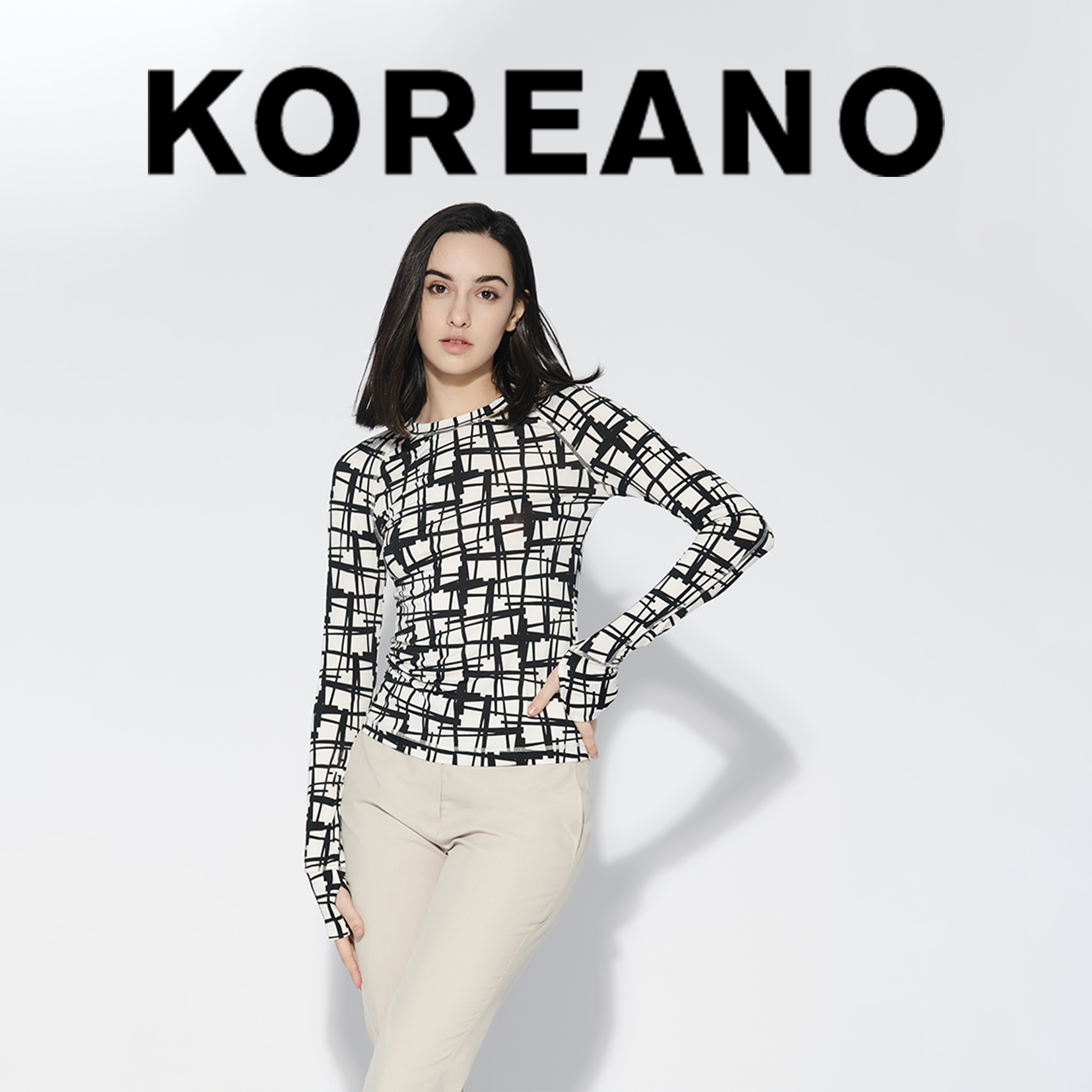 柯利亚诺圆领高弹冰爽套头打底T恤TT4969(JUN)A黑白花 吊牌价:790