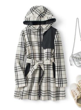 柯利亚诺冬季专柜同款黑白格纹连帽正肩外套  SY4580(JUN) ￥4290