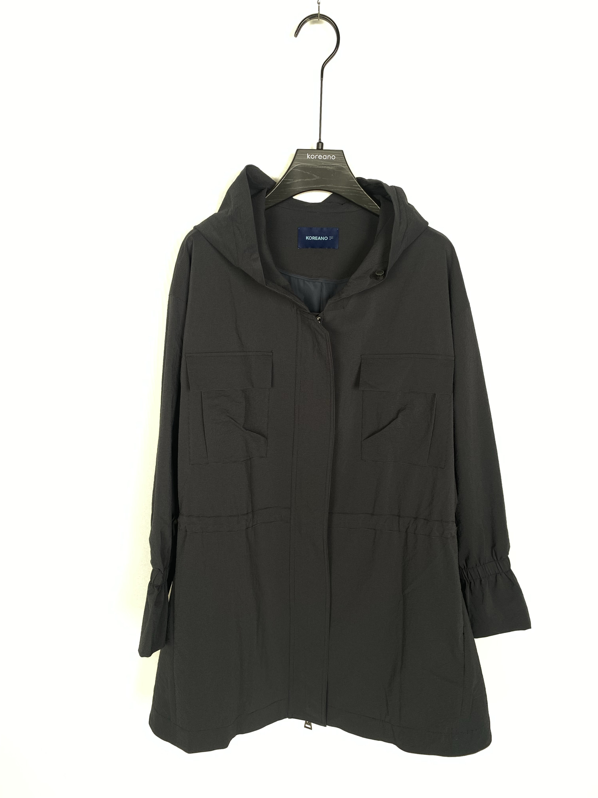 柯利亚诺春秋专柜同款雾黑灰色暗格纹连帽风衣  FW3427B ￥8800