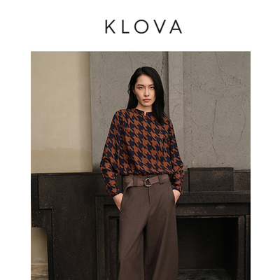 柯罗芭春秋专柜同款千鸟格印花衬衫  TW5140(BUN) ￥1590