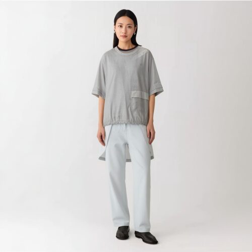 柯利亚诺夏季专柜同款清雅灰色圆领套头梭织T恤  TW5267 ￥790