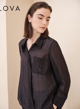 柯罗芭春秋专柜同款藏蓝色条纹廓形短款衬衫  CW6591 ￥4390