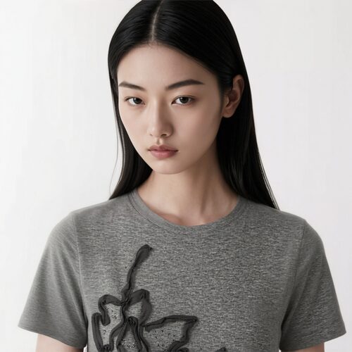 柯罗芭春秋专柜同款对丝盘花茧型圆领T恤  TT6104 ￥1990
