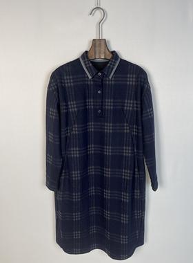 柯罗芭冬季专柜同款深藏蓝灰格宽松连衣裙  LY4081 ￥6200