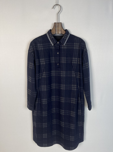 柯罗芭冬季专柜同款深藏蓝灰格宽松连衣裙  LY4081 ￥6200