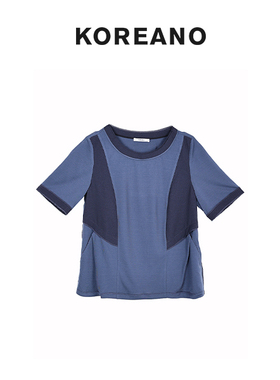 柯利亚诺夏季专柜同款藏蓝色拼接休闲T恤 2321 TT0665B ￥2080