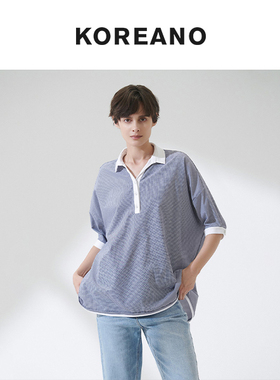 柯利亚诺春秋专柜同款小格纹廓型宽松衬衫  CW2318(SUN)A ￥1880