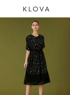 柯罗芭夏季专柜同款圆领抽褶宽松连衣裙  LW0111(9VUN)B ￥4990