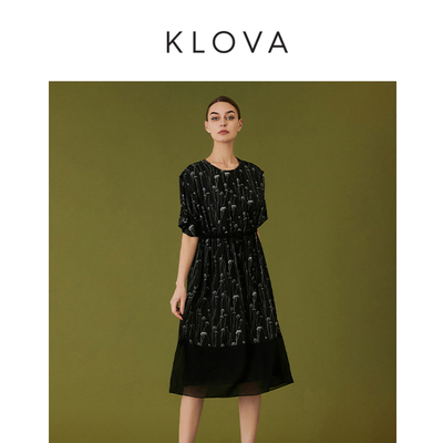 柯罗芭夏季专柜同款圆领抽褶宽松连衣裙  LW0111(9VUN)B ￥4990