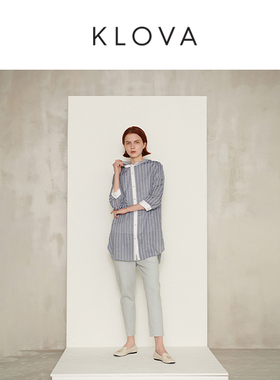 柯罗芭夏季专柜同款条纹提花连帽长衬衫  CW7440 ￥3890