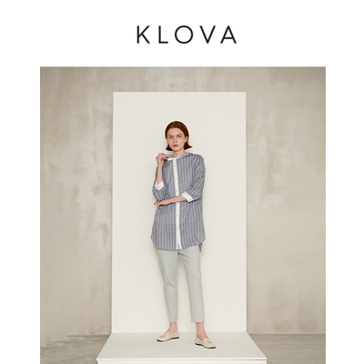 柯罗芭夏季专柜同款条纹提花连帽长衬衫  CW7440 ￥3890