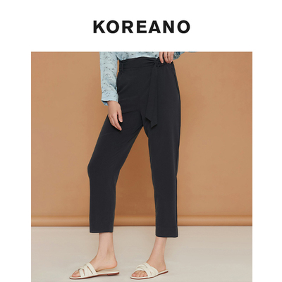 柯利亚诺夏季专柜同款深灰色微弹加腰带长裤  KW3341吊牌价2280