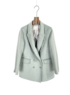 柯罗芭冬季专柜同款灰绿毛呢西服大衣  SY4059 ￥8900