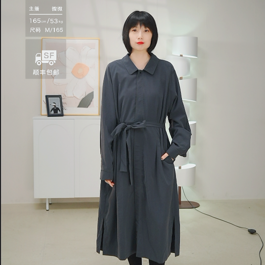 柯利亚诺春秋专柜同款鲸落灰色衬衫式连衣裙LW9820(JUN) ￥6280