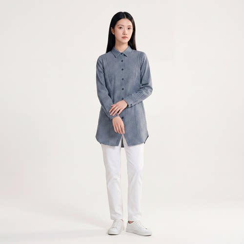 柯利亚诺冬季专柜同款蓝灰格衬衫式连衣裙  LY7367(UN) ￥5880