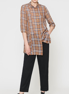 柯利亚诺春秋专柜同款烟驼格小A型格纹衬衫  CW3397 ￥3280