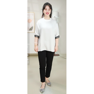 T恤 珍珠白色拼色短袖 TW3595 BUN ￥1390 柯罗芭夏季 专柜同款