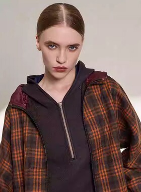 柯利亚诺冬季专柜同款连帽廓形色织格子外套  SY6972(UN) ￥7200