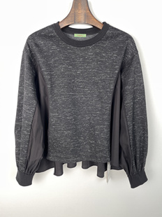 柯利亚诺冬季专柜同款石墨黑色圆领落肩套头拼接T恤  TY3479(JUN)